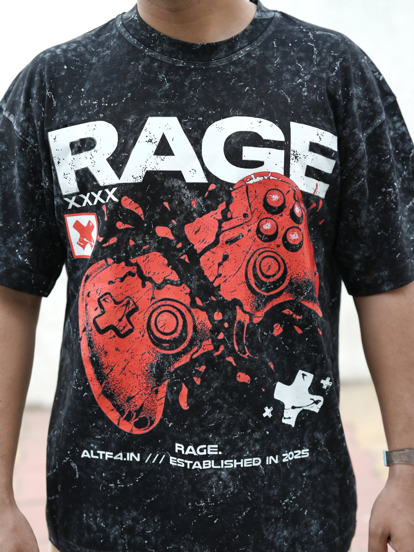 Acid Wash RAGE Oversized Tshirt